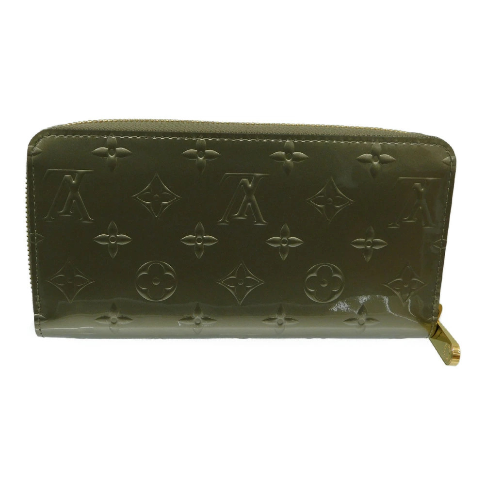 Louis Vuitton Greige Round Vernis Enamel Zip Gray Metallic Long Wallet